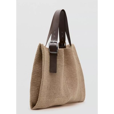 Sac shopper en fibre naturelle détail boucle MANGO