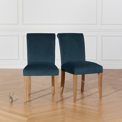 Lot de 2 chaises en hévéa et tissu HELENA ROBIN DES BOIS