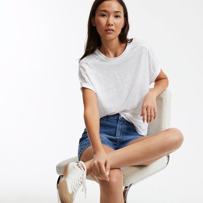 T-shirt col rond en lin LA REDOUTE COLLECTIONS