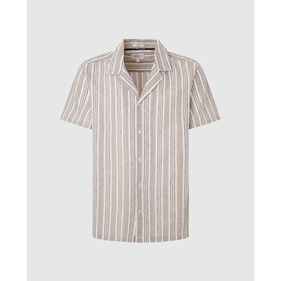 Striped Cotton/Linen Shirt with Short Sleeves PEPE JEANS