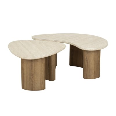 Set de 2 tables basses en bois et céramique - LYS MATHI DESIGN