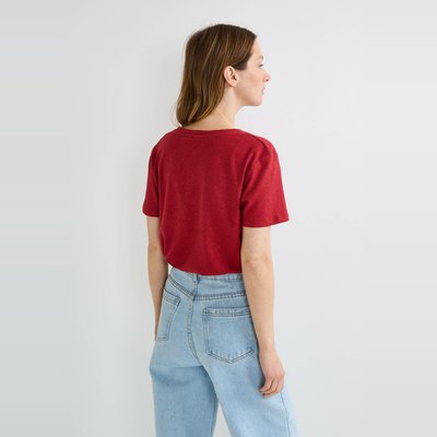 T-shirt manches courtes uni contenant du lin MONOPRIX