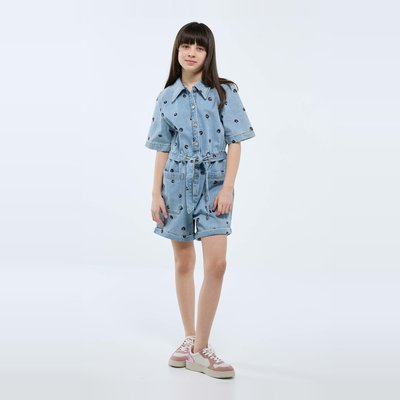 Combishort brodée en jean MONOPRIX