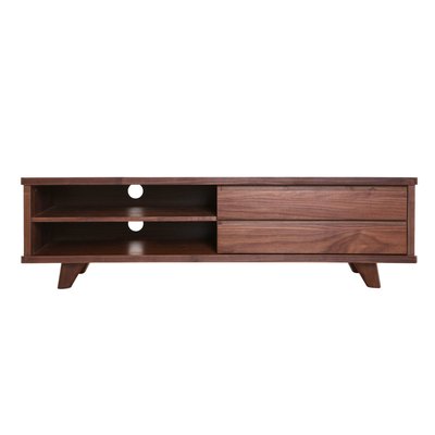 Meuble TV vintage bois foncé avec tiroirs L140 cm FIFTIES MILIBOO