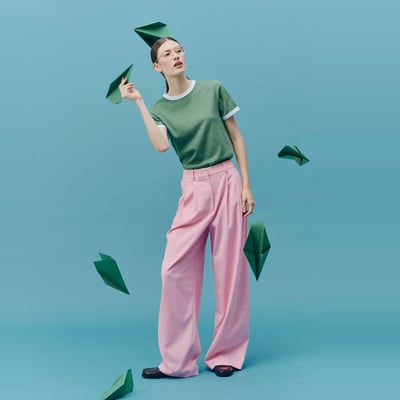 Pantalon tailleur rayé coupe large MONOPRIX