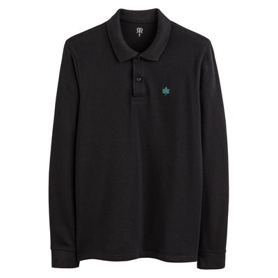 Polo manches longues, brodé en pur coton bio LA REDOUTE COLLECTIONS