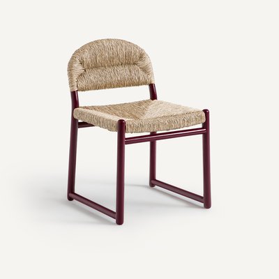 Chaise en chêne massif laqué et paille, Lyla AM.PM