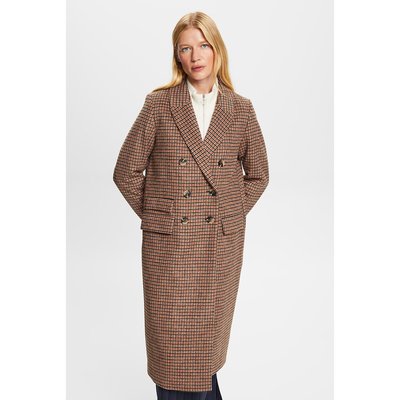 Manteau long à carreaux double boutonnage ESPRIT