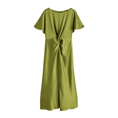 Robe mi-longue en satin à devant torsadé NEXT