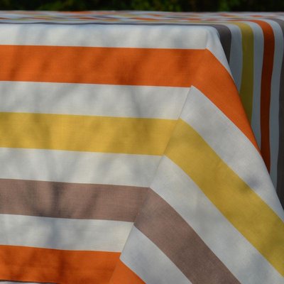Nappe enduite ronde ou ovale RAYURE FLEUR DE SOLEIL
