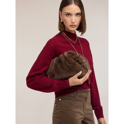Pochette effet poilu avec bandoulière chaîne MOTIVI