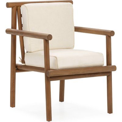 Fauteuil bois de teck naturel et tissu assise confortable RECOLLECTION