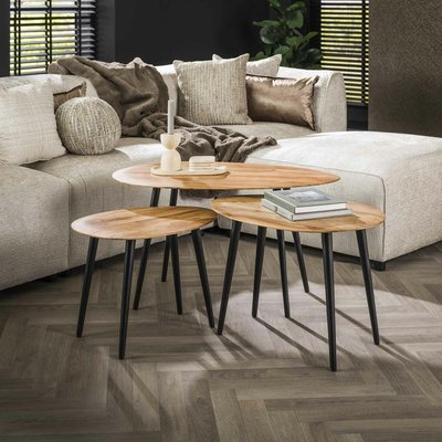 Table de salon en bois d'acacia forme organique (lot de 3) MELBOURNE PIER IMPORT