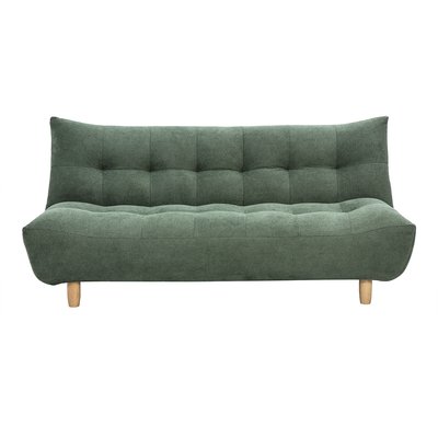 Canapé convertible scandinave 3 places en tissu chenille vert kaki et bois clair YUMI MILIBOO