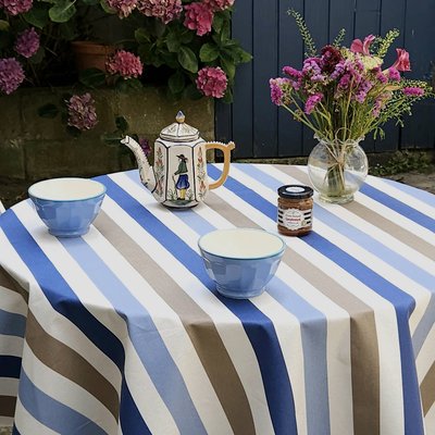 Nappe enduite ronde ou ovale Rayure FLEUR DE SOLEIL