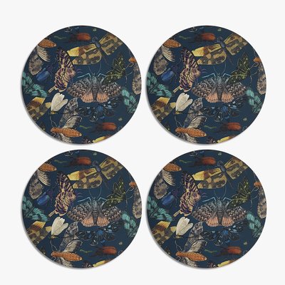 Set of 4 Living Jewels Midnight Round Placemats KEW
