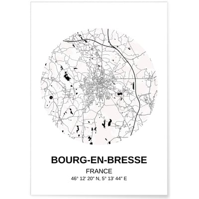 Affiche Carte Bourg-en-Bresse L'AFFICHERIE