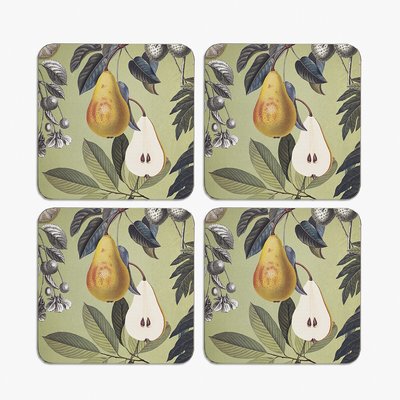 Set of 4 Fruit and Floral Square Coasters KEW