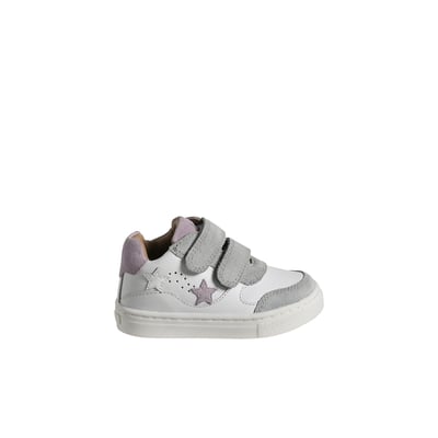 Baskets blanches scratchées cuir bébé VERTBAUDET