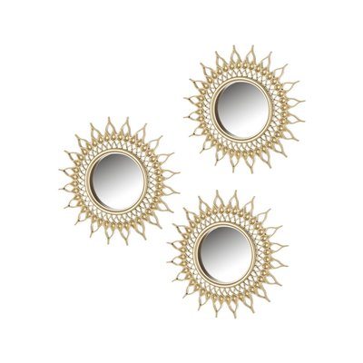 Set de 3 miroirs ronds soleils dorés WADIGA