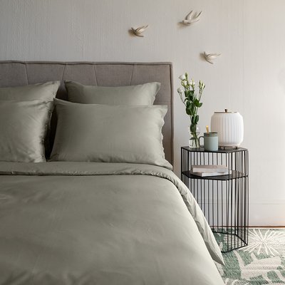 Housse de couette satin de coton lavé bio QUARTZ CARRE BLANC