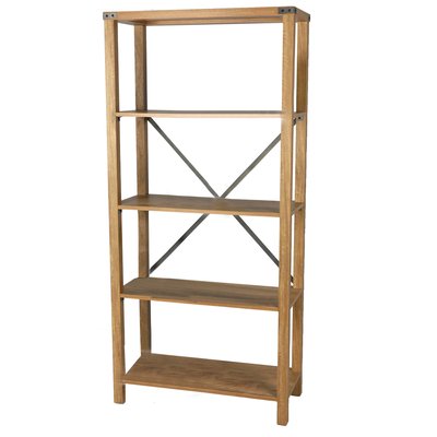 Étagère bibliothèque bois avec angles et croisillons métal noir - 76x35x163cm URBAN LIVING