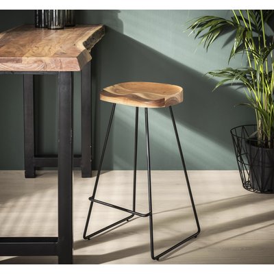 Tabouret de bar en bois massif acacia métal style industriel TRIBECA PIER IMPORT