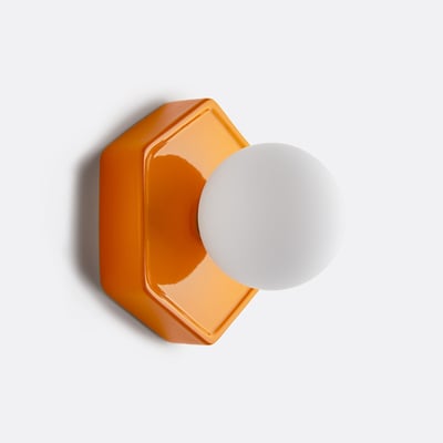 Applique ou plafonnier, hexagonal, en céramique et verre opalin, HOLI LA REDOUTE INTERIEURS