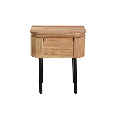Table de chevet en bois massif et métal noir avec tiroir L45 cm NAPOLI MILIBOO