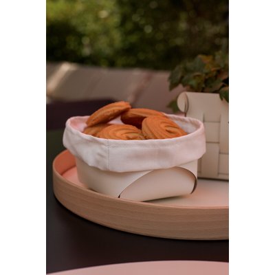 Корзина для хлеба со съёмным мешочком для льна из натуральной кожи, 15 x 15 x H7 см SO'HOME