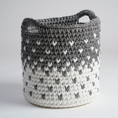 Panier en corde gris et blanc M ELLY WANDA COLLECTION