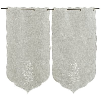 Paire de petits rideaux  brodés "Fleurs" LINDER