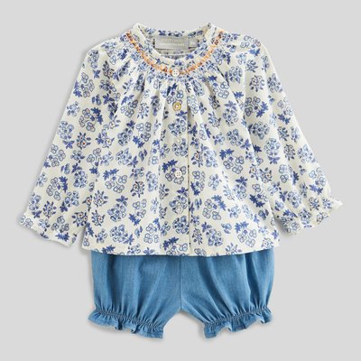 Ensemble blouse imprimée et short en chambray BOUT'CHOU