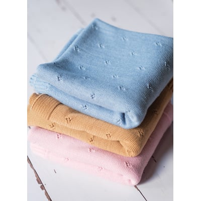 Couverture bébé mailles ajourées 50% Laine 50% acrylique LA MANUFACTURE DE LAYETTE