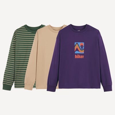 Lot de 3 T-shirts à manches longues imprimés LA REDOUTE COLLECTIONS