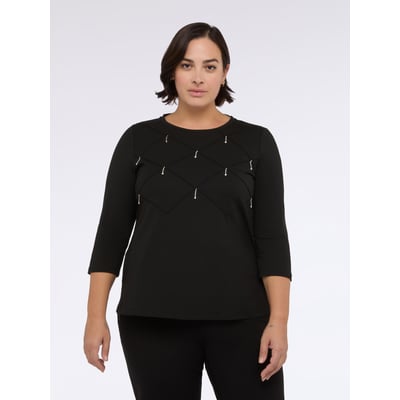 T-shirt en jersey de coton avec travail en losanges FIORELLA RUBINO