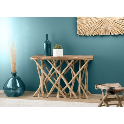 Console en bois de teck et bois flotté style exotique 120cm JAIPUR PIER IMPORT