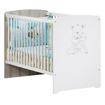 Lit bébé sérigraphié taupe en bois BABY PRICE