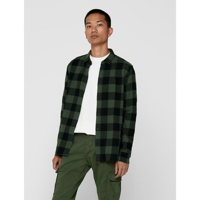 Checked Cotton Shirt in Regular Fit with Long Sleeves ONLY & SONS
