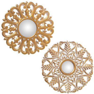 Set de 2 miroirs ronds en bois doré 40x40x1.5cm WADIGA