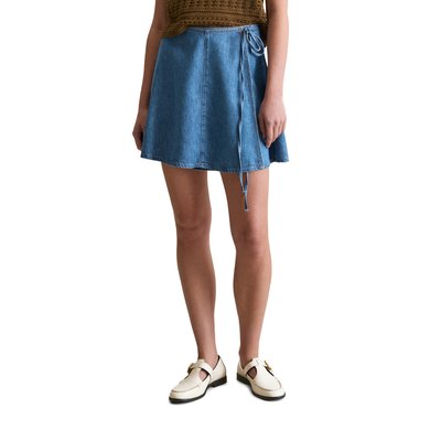 Jupe courte en jeans flared avec fil de lin recyclé MARC O’POLO DENIM