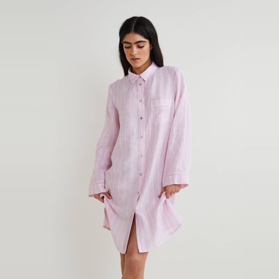 Chemise de nuit rayée en lin, certifiée European Flax MONOPRIX