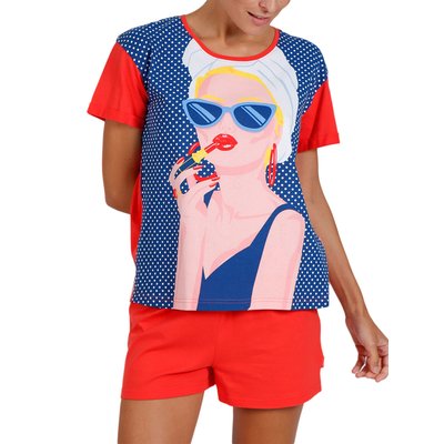 Pyjama short t-shirt OPÉRA In Red SÉDUCTION rouge ADMAS