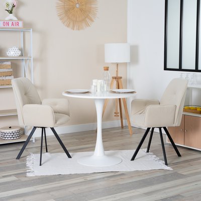 Ensemble table à manger ronde avec 2 chaises,Clift calf MEUBLES COSY