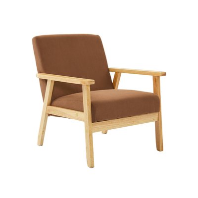 Fauteuil scandinave bois de peuplier, d'hévéa et velours côtelé ISAK SWEEEK