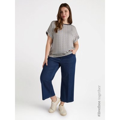 Jean cropped à jambe large avec rivets en strass FIORELLA RUBINO
