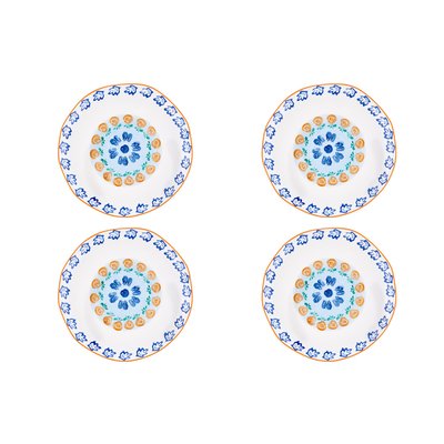Lot de 4 assiettes plates en porcelaine de haute qualité (grade a), peinte à la main, NAPOLI BJORN