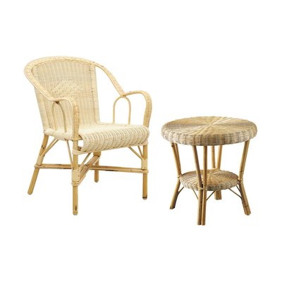 Petit salon crapaud en moelle de rotin AUBRY GASPARD
