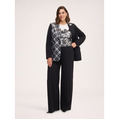 Pantalon Wide Leg avec bande check FIORELLA RUBINO