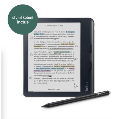 Liseuse eBook Pack Libra Colour + Stylus 2 noir KOBO